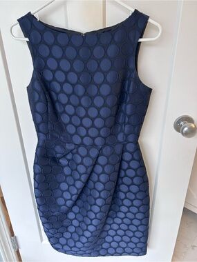 Carolina Herrera Navy Circular Jacquard Sheath Dress - size 4